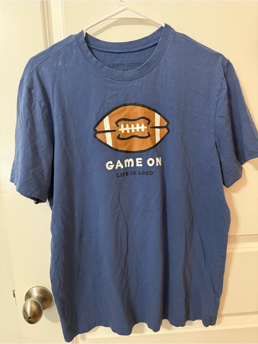 Life Is Good Blue Short-Sleeve 'Game On' Football Graphic Tee